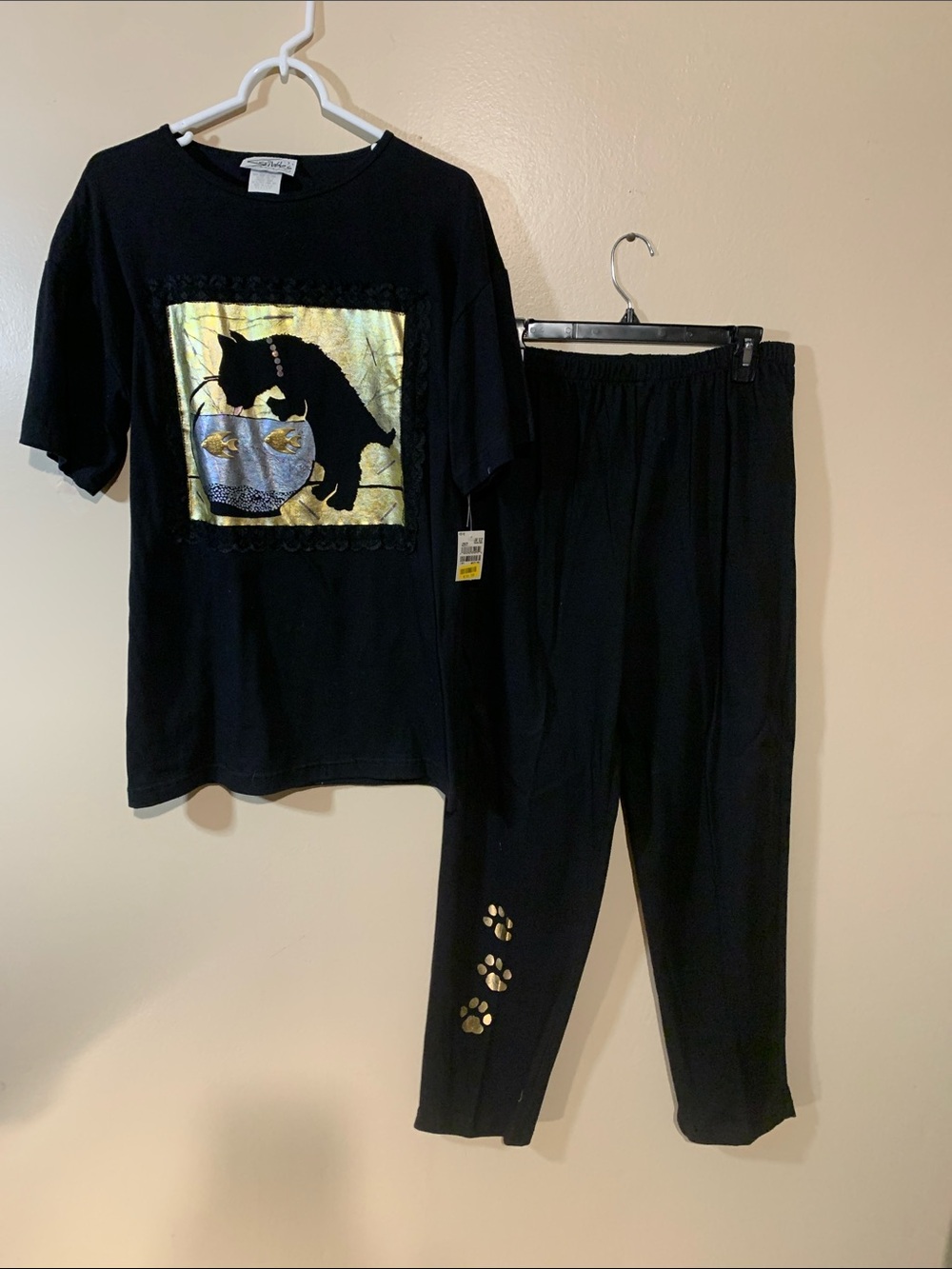 Black Cat Graphic Womens Vintage Set - Black gold from Scribbles